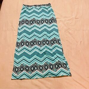 B&B Boutique Skirt Womens Large Multicolor Chevron Striped Maxi Stretch